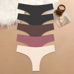 5PCS Seamless Maillard Panties Ultra-thin Brazilian panties Women Ice Silk Underwear Sexy Panty Low Waist G-string Female Solid