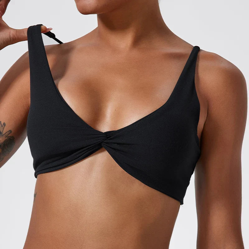 Hearuisavy Summer Sports Bra Shockproof Push Up Gym Top Women Quick-Dry Yoga Clothes Pleated Design Brassiere Workout Crop Top