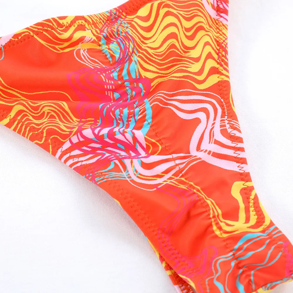 2026 Sexy Bikinis Micro Thongs Swimsuit Women Bathing Suit Rings Biquini Bandage Beachwear Print Swimwear Bikini Sets With Chain
