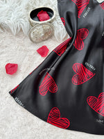 Valentine's Day Red Lip Print Satin Slip Nightdress V Neck Backless Mini Sleep Dress Women's Sleepwear Dresses