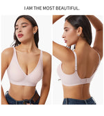 Women's Deep V Jelly Seamless Bra Wire-Free 3D Soft Support Thin Molding Leopard Print Solid Color Comfortable Bra Underwear