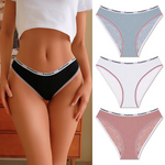 3Pcs/Set Women's Cotton Lace Panties V-Waist Sexy Sport Low Waist Briefs S-XL Comfortable Underwear Female Soft Color Underpants