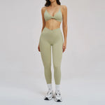2PCS Yoga Suit Sports Set Women Fitness Quick-Drying Gym Tracksuit Running Nude Feeling Workout Outfit Sport Bra Leggings Suit