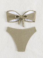 Sexy Bandeau Bikinis Sets Women Metal Ring Linked Push Up Micro Swimsuit 2025 Solid Bathing Suit Thong Swimwear Trajes De Baño