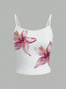 Women's Summer Floral Print Graphic Cami Top Casual Round Neck Slim fit Sleeveless Backless Crop Top Streetwear 2025 test