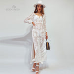 New Arrivals Sexy Beach Cover up Crochet Women Swimwear Rash Guard Beach Kaftan Wrap Dress Robe de Plage Saida de Praia #Q194