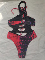 Sexy Black Hollow Out Swimwear Women 2026 High Neck Backless Monokini Lace Up Bandage Bathing Suit Holiday One Piece Swimsuit