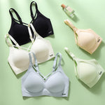 Traceless Half-Fixed Cup Women Underwear Thin Jelly Soft Support Anti Drop Adjustable No Steel Ring Super Soft Solid Color Bras