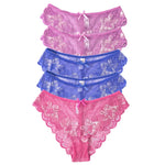 5pcs Lace Sexy Women Panties Mid Waist Perspective Floral Ladies Briefs Breathable Comfortable Female Underwear