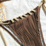 Sexy Micro Bikini 2025 Women Beige Brown Pink Weave Bandage Cross Crochet Swimsuit Brazilian Beach Bathing Suit Thong Swimwear