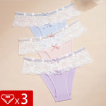 3pcs/Set Sexy Lace Women's Panties Underwear Low Waist Floral Elegant Lady Briefs Breathable Comfortable Female Sexy Lingerie