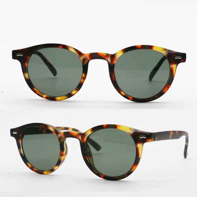 Vintage Rice Nail Round Sunglasses Men Women Brand Hawksbill Blue Shades Eyewear Female Brand Design Sun Glasses Men oculos