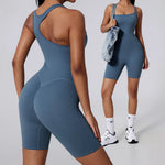 Women's Short Tracksuit One-Piece Sportswear Gym Workout Clothes Fitness Jumpsuit Stretch Bodysuit Yoga Suit Sports Playsuit