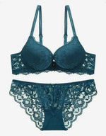 Hollow Lace Floral Sexy lingerie set Bow Padded Push Up women's bra Suitable for Small Busts sexy bras and panties