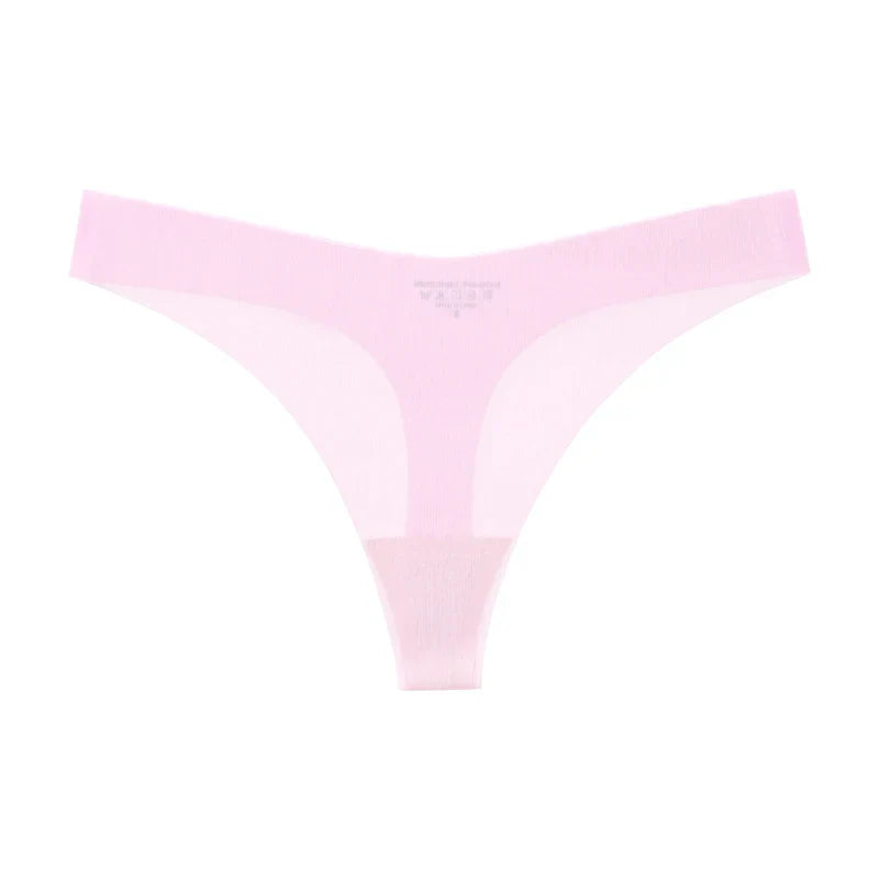 Girls Briefs Seamless Women Panties Sexy G String Ice Silk Underwear T Back Sports Yoga Thong Traceless Plus Size S-XL