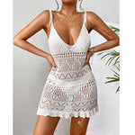 Halter Dress Clothes Women Summer Solid Color Sleeveless Knitted Cover Up BacklessStylish Beach Dresses