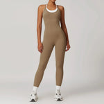 Yoga Jumpsuit Fake two color contrast halter sport jumps Women Push Up Gym Fitness Overalls Sport Outfit Sportswear Clothes 8843