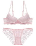 Hollow Lace Floral Sexy lingerie set Bow Padded Push Up women's bra Suitable for Small Busts sexy bras and panties