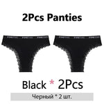 FINETOO 2Pcs/Set Women Cotton Brazilian Panties Plus Size M-2XL Lingerie Sexy Lace Underwear Low Rise Girls Intimates Underpants