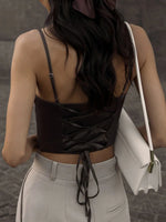 Spaghetti Strap Tank Top Sexy Backless Bandage Skinny Crop Tops Summer Elegant Lace Up Party Streetwear Women Camis