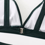 2023 New Sexy V-Neck Ribbed Bikini High Waist Swimsuit Women Solid Push Up Swimwear Female Bathing Suit Bikini Set Beachwear