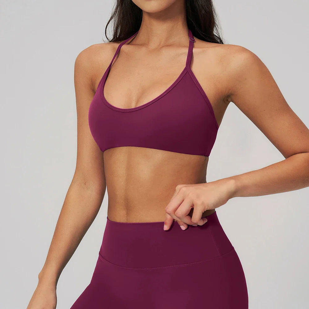 Breathable Bra Gym Top Women Bras High Support Thin Strap Halter Sports Bras Push-up Workout Underwear Shockproof Yoga Tank Tops