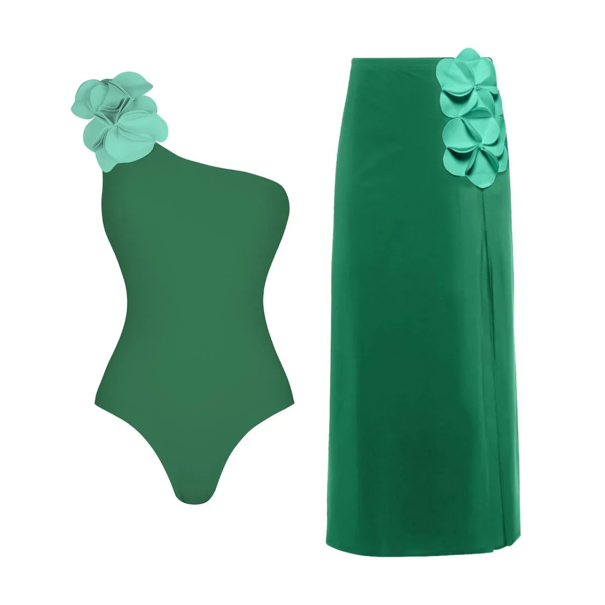2Pcs Laser Flower Swimsuit Sexy Women Bikini Bandeau Biquini Female Push Up Swimwear Ptachwork Bathing Suits Bodysuit Beachwear