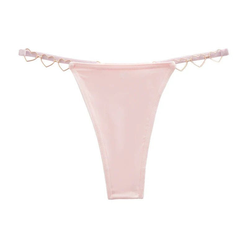 1pcs Women Sexy Thongs Low Rise Lady G-string Heart Decoration Erotic Intimate Lingerie T-Back New Fashion Cotton Crotch Panties