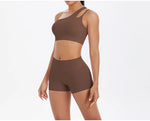 2PCS Yoga Set Gym Clothes Sportswear Women Tracksuit Fitness Tracksuit Workout Suit Sports Bra Gym High Waist Push Up Shorts