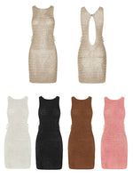 2026 Summer Sexy One Neck Cut Out Circle Decoration Corset Slim Beach Mini Dress Women Seaside Beachwear Swimwear Cover Up A2796