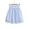 Spring French Style Fresh Slimming Blue Striped Lace Trimmed High Waist A-Line Short Skirt Half Skirt For Woman Casual HMJ9 test