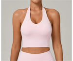 Women Fitness Sports Bra Halter Top High Support Push-up Open Back Gym Bra Shockproof Running Fitness Yoga Workout Underwear