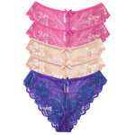 5pcs Lace Sexy Women Panties Mid Waist Perspective Floral Ladies Briefs Breathable Comfortable Female Underwear