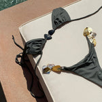 New Bandeau Biquini Sexy Bikini Women Swimsuit 2025 Female Swimwear Shiny Botton Swimming Suit Halter Bodysuit Beach Outfits