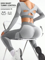 2pcs Hot-selling New Sports Tight Running Breathable Seamless Yoga Suit Women's Outdoor Fitness Suit Women's
