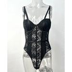 Sexy Lace Bodysuit for Women Bodies Elegant Women's Top 2025 New Summer Solid Bodycon Ribbed Bodysuits