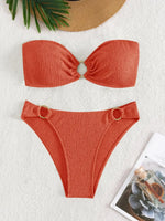 Sexy Bandeau Bikinis Sets Women Metal Ring Linked Push Up Micro Swimsuit 2025 Solid Bathing Suit Thong Swimwear Trajes De Baño