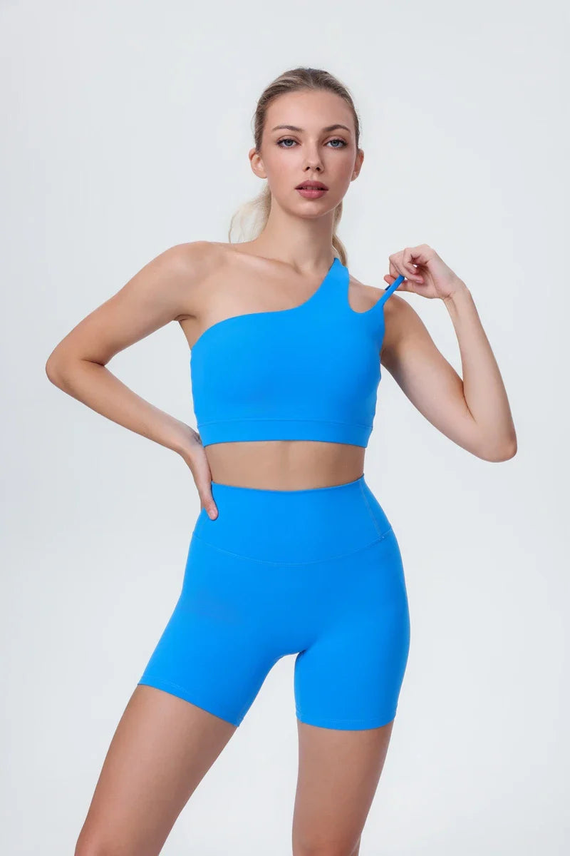 DIA FIT JOY Yoga Sports Bra Single Shoulder Irregular Strap Naked feel Sensation Beautiful Back Design Comfortable Breathable