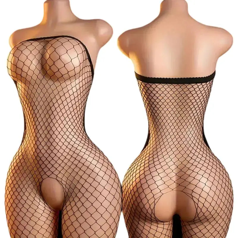 Sexy Big Loophole Open Bra BodySuits Erotic Crotchless Lingerie Women Fishnet Hollow Exposed Breast Adult Plus Size Underwear