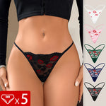 5pcs/pack Low Rise Lip Print Sexy Women G-string Sexy Lingerie Breathable Comfortable Lady Thongs 2025 Erotic Female Underwear