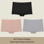 3Pcs Women's Seamless Sports Boxers Underwear Female Solid Color Panties Comfortable Brief Cozy Lingerie Intimate Underpant S-XL