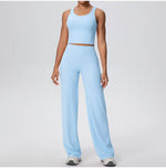 2PCS Yoga Set Women Tracksuit Nude Feeling Workout Sets Gym Clothes Push Up Fitness Running Sportswear Sport Straight tank suit