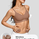Women’s Wireless Bras Scalloped Push Up Bralettes No Und Full Cup Thin Mold Comfortable and Breathable Seamless Bra Sostén
