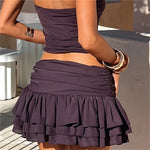 Women Ruffled Short Skirt Fashion Harajuku Lolita Mini Layered Streetwear Party Summer Mini Skirt Elegant Clubwear Outfits