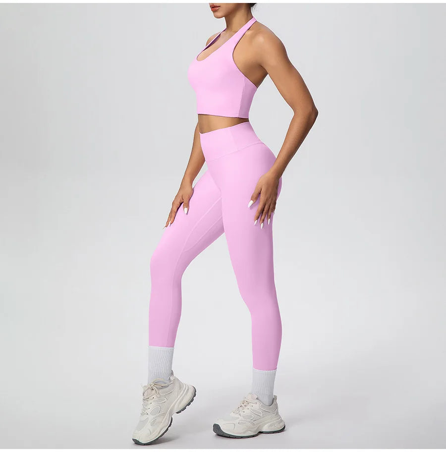 Yoga Clothing Set Women's High Waisted Leggings and Top 2 Piece Seamless Fitness Exercise Clothing Gym Sportswear Tracksuits