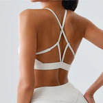 Beautiful Back Cross Back Women Bra Fitness Bra Tights Yoga Vest High Strength Shockproof Gym Sports Top Push Up With Chest Pad