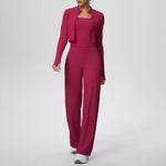 Yoga Set 3PCS Women Workout Sets Sportswear Gym Clothing Fitness zipper Long Sleeve High Waist Leggings Sports Suits Yoga Suit