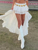 Women's Elastic Band Waist Flowy Skirt Irregular Ruffle Asymmetrical Midi White Boho Skirt Streetwear test