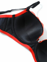 Women's Sexy Contrast Color Lace Push Up Bra Underwire Adjustable Straps Red Lace Trim Comfortable Lingerie
