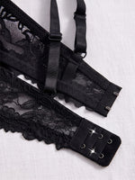 3Pcs Floral Lace Women's Underwear Set Daily Push-Up Bra Rhinestone Breathable Mesh Bra for Women